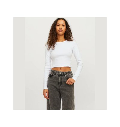 Women’s Luxury Plain Premium Cotton Long Sleeve Crop Top - White